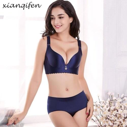 Xianqifen super push up brassiere Girl plus size sexy bras set for women lingerie wireless seamless brief bralette bh underwear