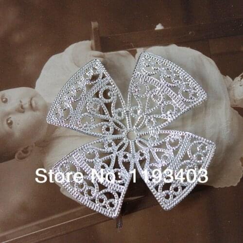 6PCS Silver 52mm plated RAW brass Filigree Jewelry Connectors Setting Base Connector Finding (FILIG-S-32)