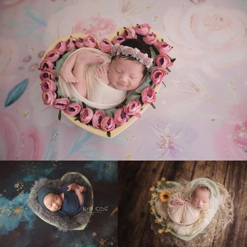 Nice photo shoot with wooden heart-shaped props. Newborn photo props, KD props