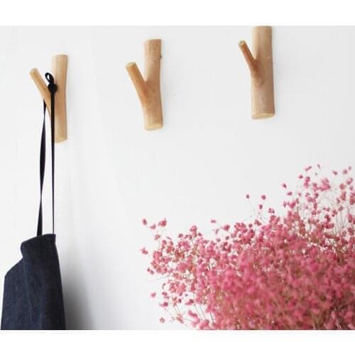 Coat Hook Creative Retro Wooden Branch Decorative Wall Hook Hat Scarf Hanger Key Holder Handbag Storage Hanger Bathroom Rack