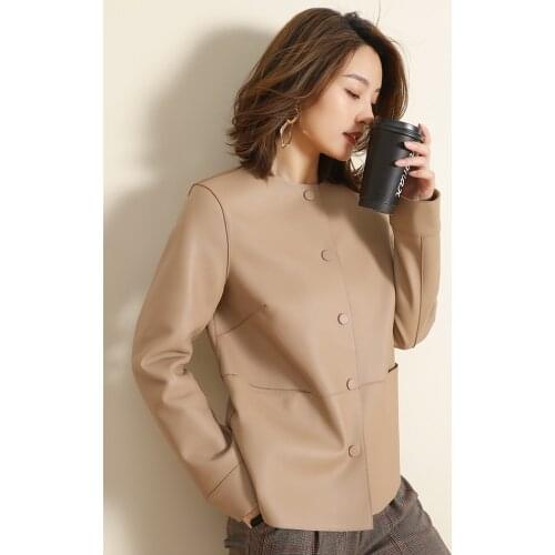 Real Leather Jackets Women Spring Autumn2021 Genuine Sheepskin Leather Coat Female Simple Womens Clothing Cuero Genuino Zjt2180