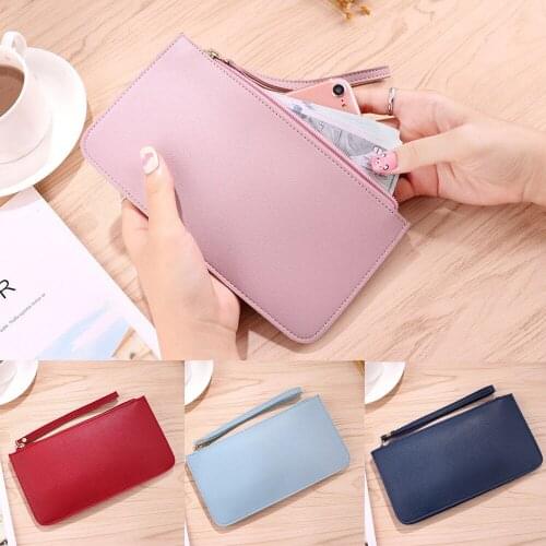 Hot Fashion Women Lady PU Leather Zipper Purse Clutch Wallet Long Card Holder Phone Bag Case Purse Handbag Black Blue Pink Red
