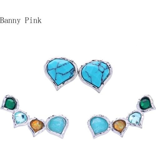 Chunky Alloy Hearts Statement Studs Earrings For Women Asymmetrical Alloy Pendant Post Earring Fashion Jewelry Pendientes Bijoux