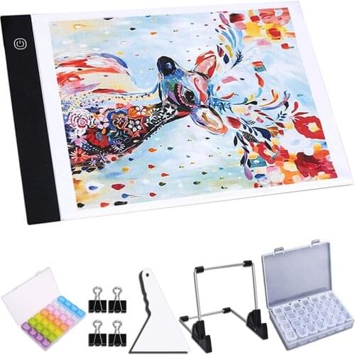 A4 LED Light Pad for Round Diamond Painting Set, USB Powered 5D Diamond Embroidery Accessories Light Board Tools Kit