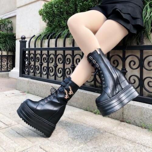 2020 New Womens Boots Increased Waterproof Platform Thick-soled Boots Ultra High With Velvet Muffin Bottom 13CM Martin Boots