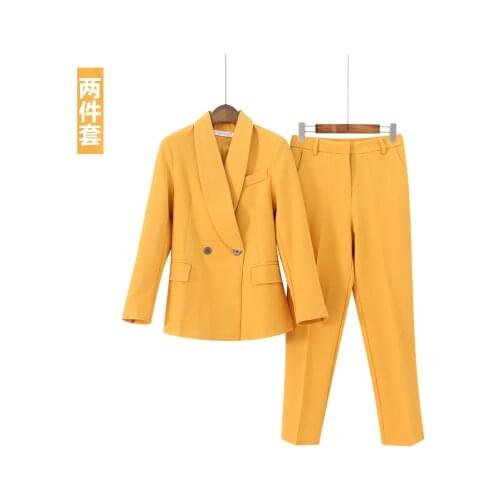 New yellow suit suit female Korean fashion celebrity temperament slim suit women leisure business affairs suit Sets Size XS-XXL