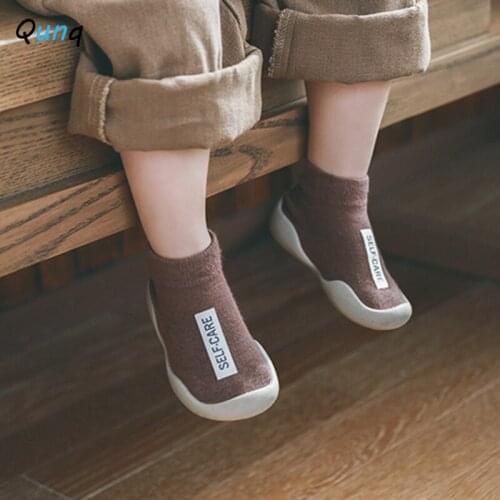 Qunq Spring Summer Baby First Walkers 2021 New Rubber Non-slip Newborns Shoes Letter Cartoon Pattern Infant Boys Girls Shoe