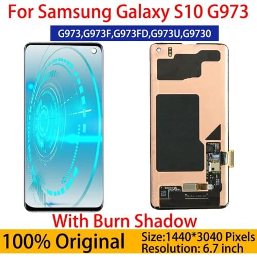 Original Amoled 6.1'S10 LCD With Defect For SAMSUNG Galaxy S10 G973 SM-G973F/DS G973U Display+Touch Screen Digitizer Assembly