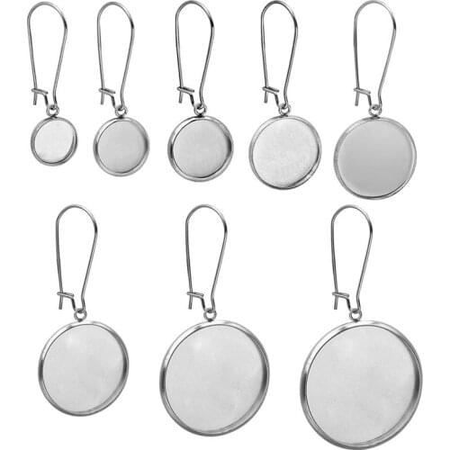 10pcs Stainless Steel Earrings Cabochon Base French Lever Earrings Base Earring Blanks Bezel Jewelry Making Accessories