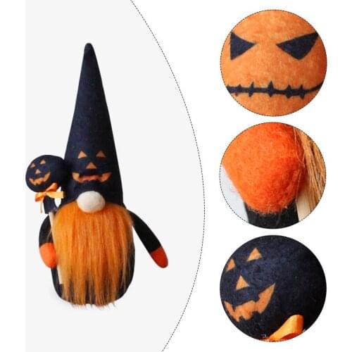 Halloween Gnomes Plush Festival Faceless Dwarf Holding Ghost Candy Themed Stuffed Housewarming Doll Decor for Party Car JW