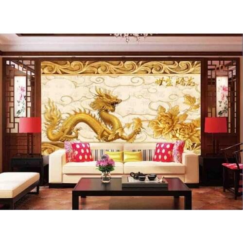 Custom photo 3d room wallpaper Non-woven mural Golden dragon totem decoration painting 3d wall murals wallpaper for walls 3 d