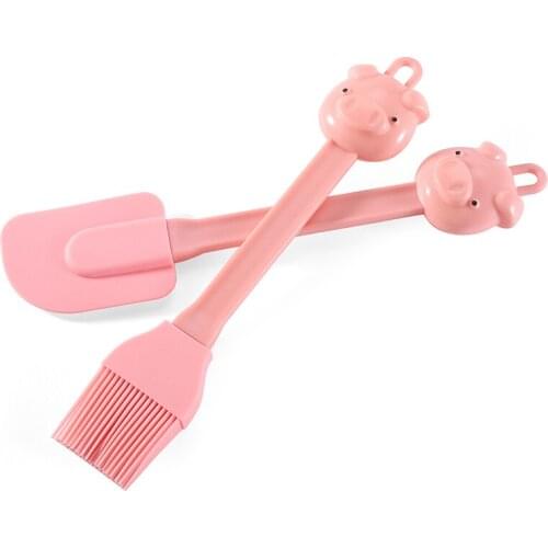 Silicone Spatula Cute Cartoon Pig Silicone Scraper Silicone Baking Spatula Pastry Scraper Brush Cake Baking Mixing Tool