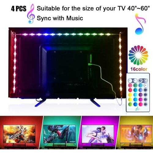 Led Strip Lights 6.56ft for 40-60in TV USB LED TV Backlight Kit with Remote 16 Color Changing 5050 Leds Bias Lighting for HDTV