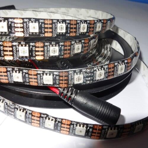 4M DC5V IP65 BLACK pcb APA-102C addressable led pixel strip;60leds/m with 60pixels/m;waterproof in silicon coating