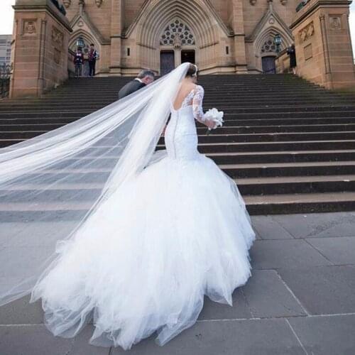 Vestido de casamento Mermaid wedding dresses 3/4 Sleeves V-Neck Lace Appliques Wedding dresses vestido de noiva Bridal gown