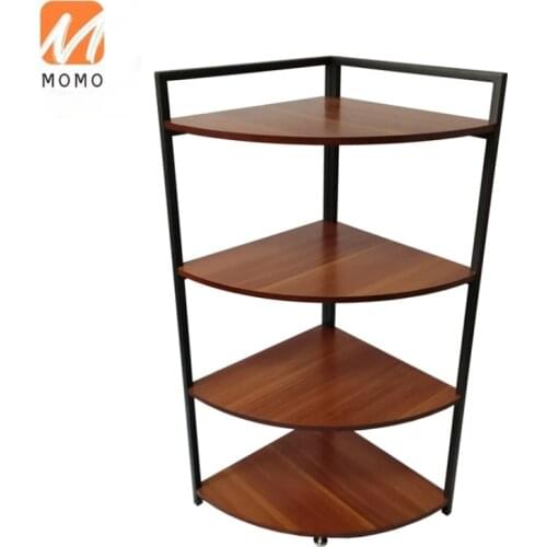 High Quality 4-Tier Living Room Storage holder Saving Space Standing Corner Rack Metal frame Display Corner Shelf