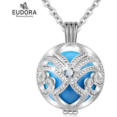 Eudora 20mm Colorful Harmony Bola Ball Cage Pendant Crystal French Iris style Necklace fit DIY Chime Ball Jewelry For Women K356