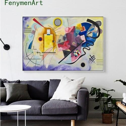 The Yellow Red and Blue Painting on Canvas Kandinsky Abstract Poster HD Print Retro Art Wall Pictures for Living Room Home Decor