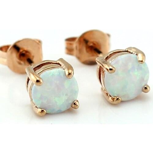 White Fire Opal Silver Plated Ear Stud Earrings for Women OE208
