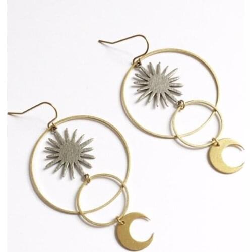 Moon Sun Starburst Earrings Drop Witch Jewelry Women Gift Delicate and Beautiful Crescent Wholesale Statement Punk Fashion Trend