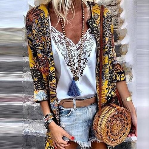 Bohemian national wind jacket cardigan windbreaker version 2021 spring and autumn long-sleeved ladies cardigan shirt women