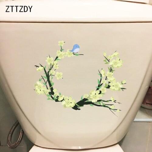 ZTTZDY 22*18CM Winter Jasmine Yellow Pheasant Cartoon Toilet Sticker Home Wall Decor Decal T2-0661