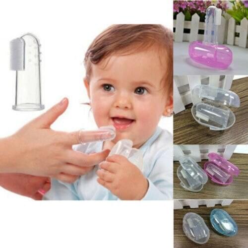Fulljion Dental Care Baby Toothbrush Kids Silicone Finger Brush Clear Massage Soft Teether With Box For Infant Boy Girl Teeth