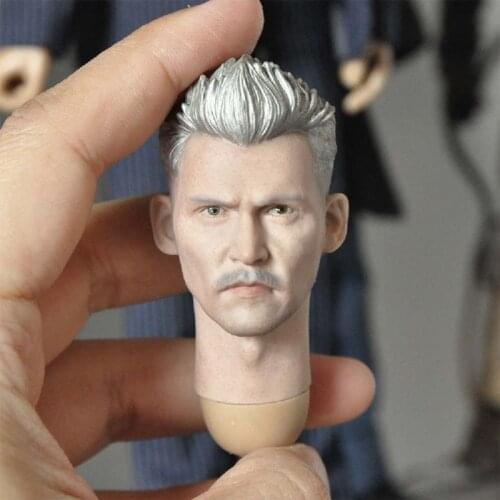 1/6 Johnny Depp White Hair Male Head Sculpt Head Carving For 12 Inches Action Figure Body