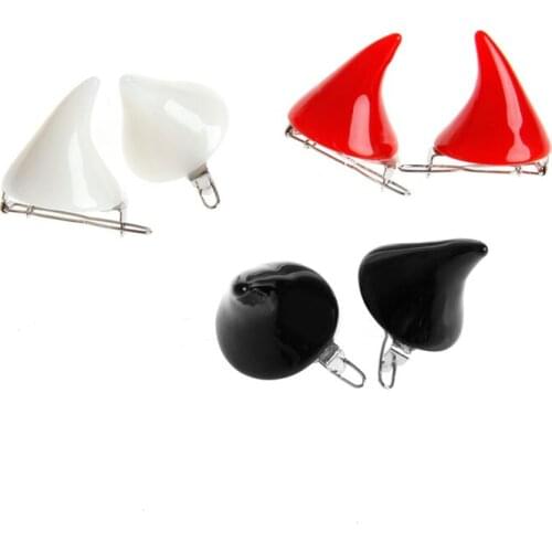 1 pair New Stereo Devil Horn Ear Clip Chic Halloween Cosplay Hair Clip Hairpin C1FE