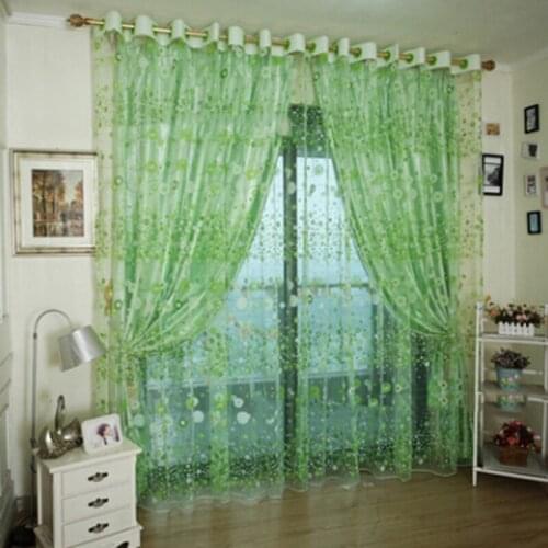 1 PC Floral Print Curtains Modern Postoral Curtains for Living Room Transparent Curtains Window Drapes Sheer for the Bedroom