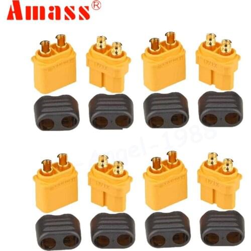 10 x Amass XT60+ Plug Connector With Sheath Housing 5 Male 5 Female (5 Pair )