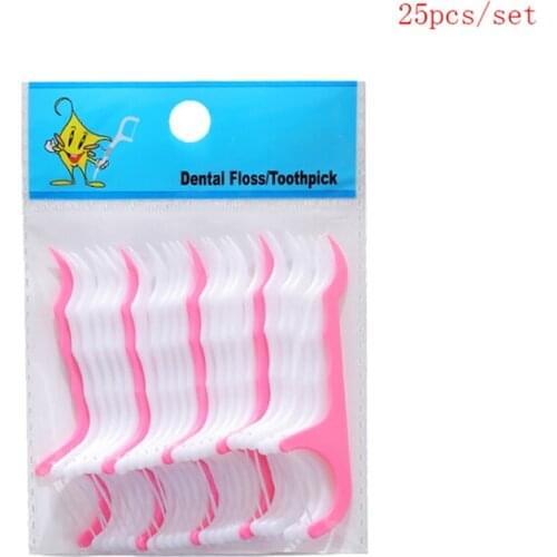 25Pcs Disposable Plastic Toothpicks Teeth Cleaning Dental Flosser Whitening Teeth Tools Cleaning Mouth