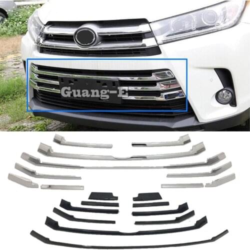 Car ABS Chrome Protection Trim Front Up Racing Grid Grill Grille Frame Lamp Hood Part For Toyota Highlander 2018 2019 2020