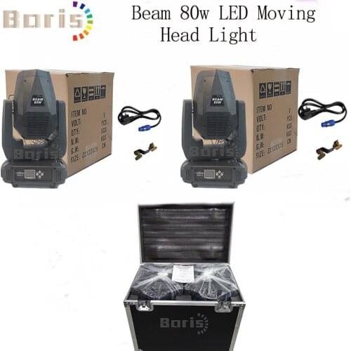 No tax custom, 2pcs/flightcase Lyre Sharpy 80W Moving head beam light LED super bright 80W white beads dmx dj stage Equipment