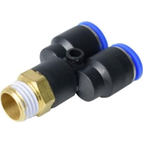 Black Plastic Pneumatic Fitting Y Shaped Tee 4 6 8 10 12 16mm Hose OD Thread 3 Way Connector