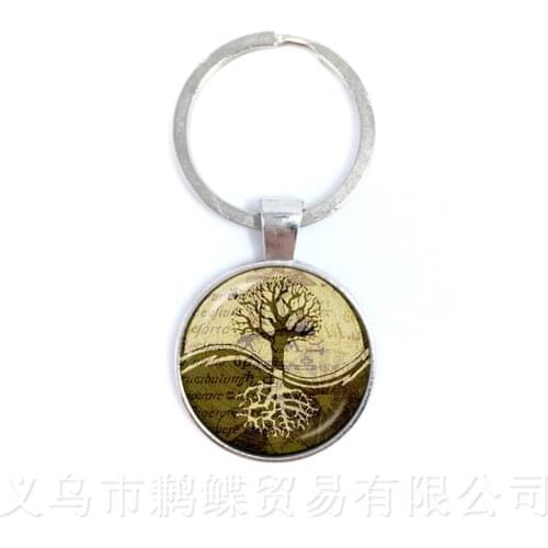 Yin Yang Keychains Ying Yang Pendant Magic Sign Zen Keyring Glass Cabochon Tree Of Life Keyholder For Men Women Girl Gift