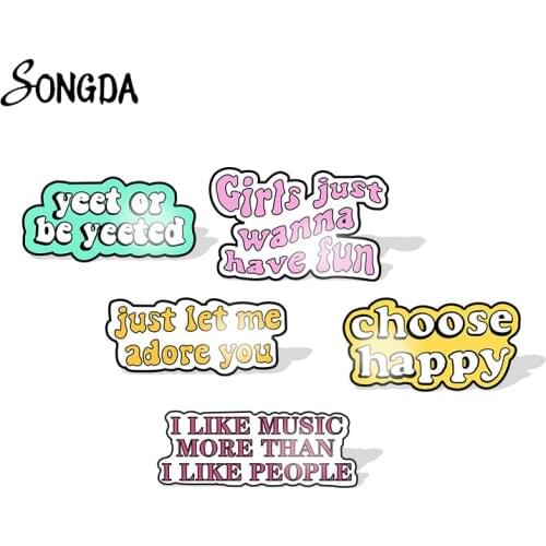 Novel Motto Enamel Pin Funny Letter Brooches for Friends Backpack Clothes Acrylic Lapel Pin Badge Fashion Jewelry Wholesale Gift