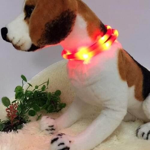 Hot 1PC LED Collar Puppy Dog Collar Safety Belt Band USB Rechargeable Pet Safety Glowing Belt Cat Light Silica Gel Collar