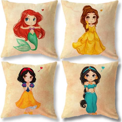 Disney Home Decor Pillowcase Princess frozen Sofia Cushion Cover Linen Cushion Case Chair Sofa Throw Pillow Cover