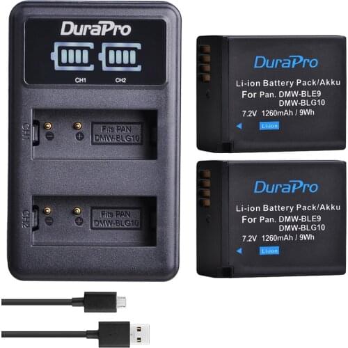 2pc DMW-BLG10 BLG10E BLG10PP DMW-BLE9 Camera Battery + LED Charger for Panasonic LUMIX GF5 GF6 GX7 LX100 GX80 GX85 GX7 Mark II