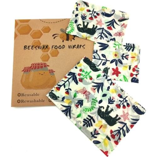 Eco Friendly Reusable Food Wraps Sustainable Plastic Free Food Storage Organic Beeswax Wrap Cling Wrap Replacement for Sandwich