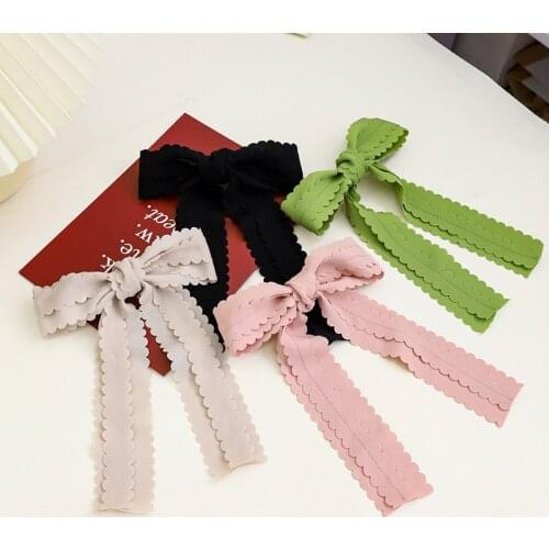 Geebro Vintage Bright Color Big Large Bow Hair Clip For Women Girls Wedding Long Ribbon Korean Hairpins Barrette Hair Accessorie