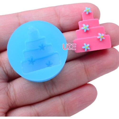 GYL045U 23.0mm x 19.9mm Birthday Cake Silicone Mold Fondant Cake Decoration Candy Resin Clay Earrings Necklace Craft Soap Candle