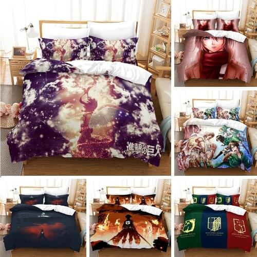 Anime Attack on Titan 3D Printed Bedding Set Duvet Covers Pillowcases Comforter Bedding Set Boy Bedclothes Bedroom Comforter Set