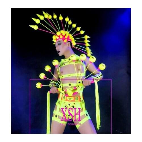 Sexy men Fluorescent Performance costume Nightclub GOGO Dance Team Performance Party wear cool catwalk model clothing