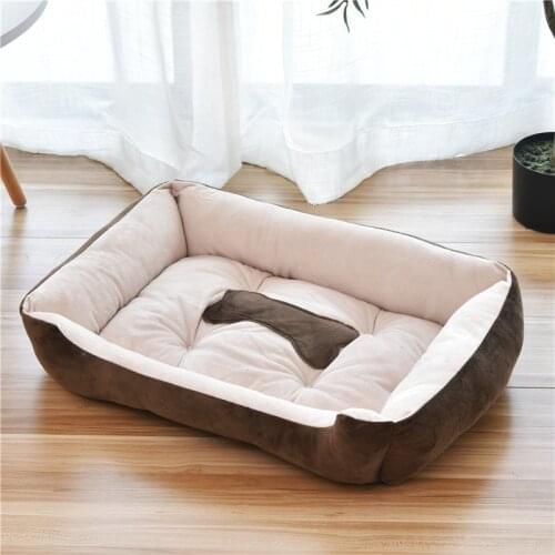 Bone Pattern Sofa Pet Bed Mat Cotton Kennel Warm Linen Cat House Small Medium Large Dog Soft Plush Washable Cushion For Puppy