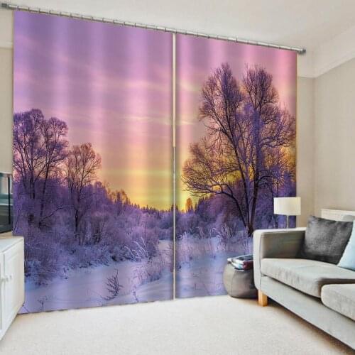 Beautiful Photo Fashion Customized 3D Curtains grey snow curtains 3D Window Curtains For Living Room
