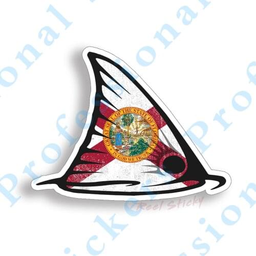 Creative stickers 5" Florida Redfish Fin Sticker Red Fish Fishing Boat Car Vehicle Graphic Decal Waterproof Vinyl Decals