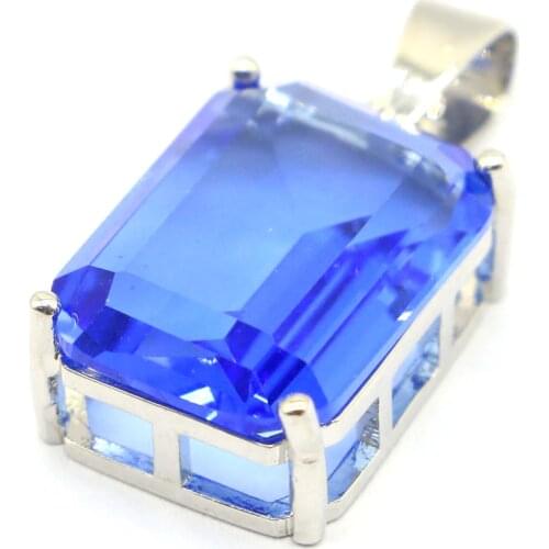 23x13mm Classic Created 18x13mm Violet Tanzanite Aquamarine Rhodolite Garnet cz Daily Wear Girls 925 Sterling Silver Pendant