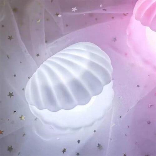 Cute Pearl Shell Night Light Streamer Mermaid Fairy Shell Night Lamp Creative Romantic Bedside Nightlight Home Decor Xmas Gift